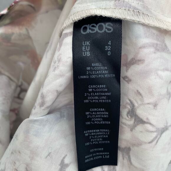 ASOS WEDDING Bardot Navy Floral Off Shoulder Pencil Dress - Picture 8 of 8